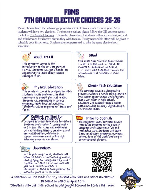 25-26 7th grade elective choices
